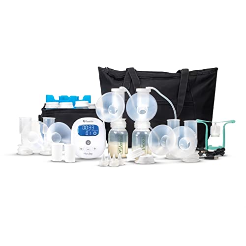 Ameda MYA Joy Double Electric Breast Pump + Breast Pump Bag + Manual Breast Pump & Cool’N Carry™ Milk Storage Bag | Portable Breast Pump Hands Free | Hospital Grade Breast Pump | Ameda Pump Parts