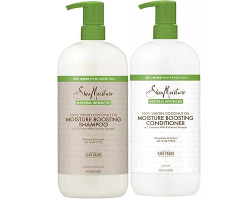 SheaMoisture Natural Infusions Hydrating and Moisture Boosting Shampoo & Conditioner Set, 34 fl oz, for Wavy, Curly, Straight Hair - ComboCreations Box for Holiday Gift Sets, Christmas Gifts