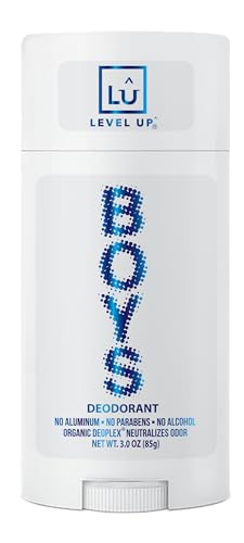 Level Up Boys Deodorant: Aluminum-Free, Alcohol-Free, Paraben-Free, 24 Hr Odor Protection, Clean Fresh Scent, Kids & Tweens, Made in the USA