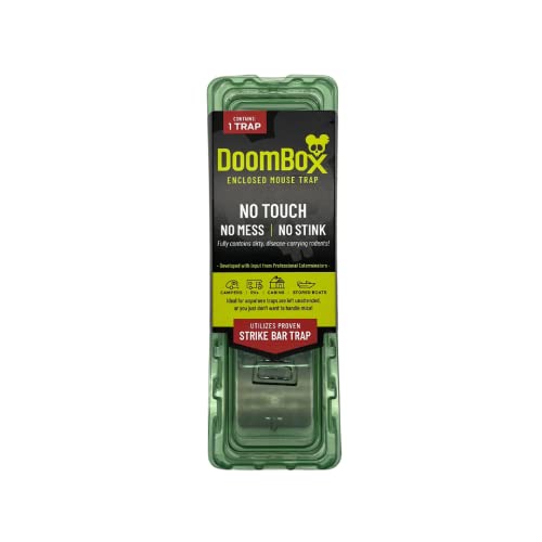 DoomBox™ Green Enclosed Mouse Trap | Keeps The Mess with The Mouse | Patented Click-It™ Closure Technology | Safe for Kids & Pets | Certified Child Resistant | Made in USA (Single Green)