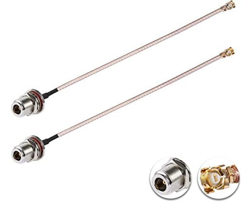 2PCS U.FL IPEX to N Type Female Low Loss Coaxial Cable 6" /15CM U.fl/IPEX RG178 Coaxial Pigtail Cable for Wireless Routers Mini PCIE Network Cards PCI Wi-Fi WAN Repeater