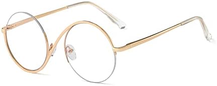 kachawoo Half Rimless Eyeglasses Glasses Frame 8 S Shape Metal Round Anti Blue Light Ray Eyewears