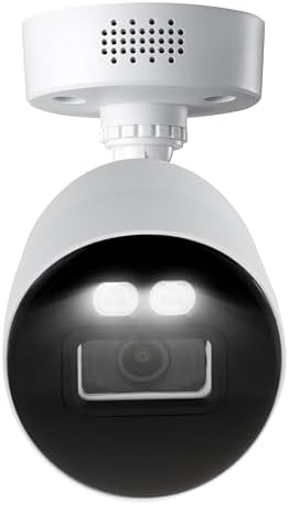 Lorex C884DA Indoor/Outdoor 4K Ultra HD Smart Deterrence CVI Wired Bullet Security Camera, Color Night Vision, Dual Warning LED Lights, Siren, Camera Only (M. Refurbished), White