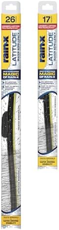 Rain-X 810195 Latitude 2-In-1 Water Repellent Wiper Blades, 26" and 17" Windshield Wipers (Pack Of 2), Automotive Replacement Windshield Wiper Blades With Patented Rain-X Water Repellency Formula