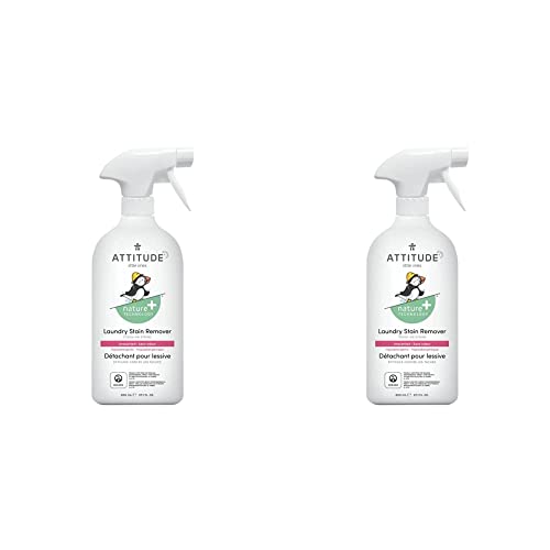 ATTITUDE Laundry Stain Remover for Baby Clothes, Plant and Mineral-Based Ingredients, Vegan and Cruelty-free Household Products, Hypoallergenic, Unscented, 27 Fl Oz (Pack of 2)