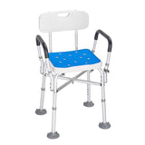 VEVOR Shower Chair Seat with Padded Arms and Back, Shower Stool with Reinforced Crossbar, Adjustable Height Bench Bath Chair for Elderly Disabled, Shower Chair for Inside Shower Bathtub, 400 lbs