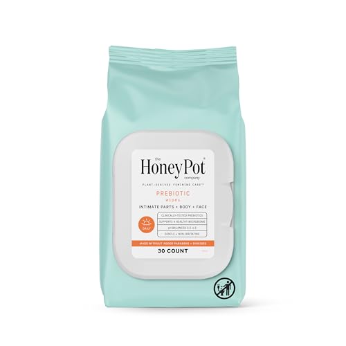 The Honey Pot Company - Prebiotic Feminine Wipes - Daily PH Balancing, Fragrance & Sulfate Free Wipes for Intimate Parts, Body, or Face - Hygiene Products - 30 ct.