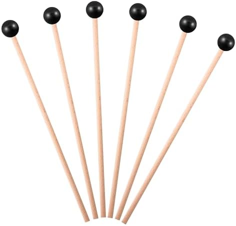 Luomorgo 6 Pcs Glockenspiel Mallets, Xylophone Mallets Rubber Bell Mallets Percussion with Wood Handle, 15 Inch Drumsticks for Bell Stick, Tongue Drum Mallets