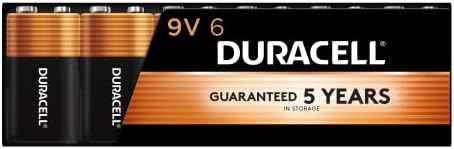 Duracell Coppertop 9V Battery, 6 Count Pack, 9 Volt Battery with Long-lasting Power, All-Purpose Alkaline 9V Battery for Household and Office Devices