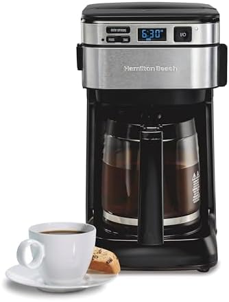 Hamilton Beach Programmable Drip Coffee Maker, 12 Cups, Front Access Easy Fill, Pause & Serve, 3 Brewing Options, Black (46310)
