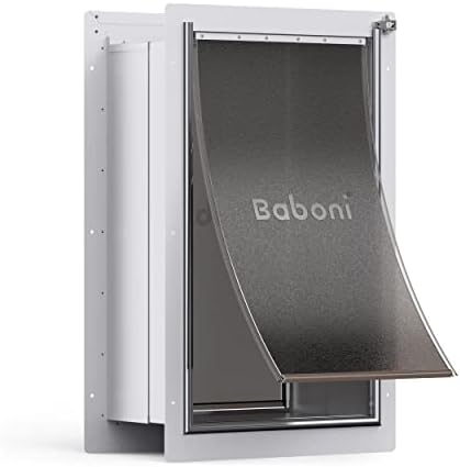 Baboni Pet Door for Wall, Steel Frame and Telescoping Tunnel, Aluminum Lock, Double Flap Dog Door and Cat Door, Strong and Durable (Pets Up to 220 Lb) -X-Large