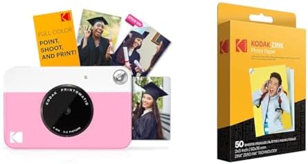Kodak PRINTOMATIC Digital Instant Print Camera (Pink) with Kodak 2ʺx3ʺ Premium ZINK Photo Paper (50 Sheets)