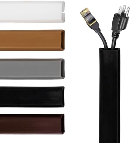 Rubber Bond TV Cord Hider Cable Protector - Strong Self Adhesive Wall Cord Cover Cable Hider - Low Profile Cable Management Wall Cord Concealer Cable Raceway (Black, 10 Feet)