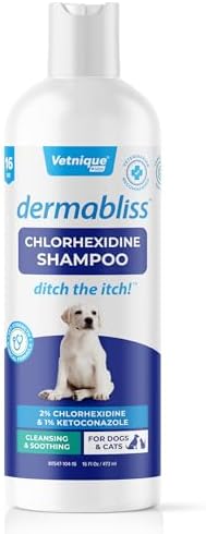 Vetnique Dermabliss Chlorhexidine for Dogs Skin Health - Antibacterial Medicated Dog Shampoo - for Skin Infections & Irritation, Hot Spots & Redness Relief (Medicated Shampoo, 16oz)