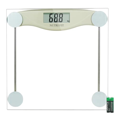 Bathroom Scale for Body Weight, NUTRI FIT Digital Weighing Scale Accurate Electric Weight Loss Watcher Scale, 330 lb Capacity, Step on Technology with AAA Batteries, Birthday Gifts