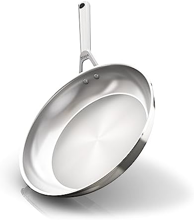 Ninja Everclad Commercial-Grade Stainless Steel 12" Fry Pan, Tri-Ply Pans, Oven Safe to 600°F, All Stovetops & Induction Compatible, Stainless, C90030