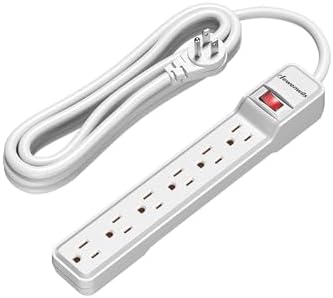 DEWENWILS 6-Outlet Power Strip Surge Protector, 10FT Long Extension Cord, Low Profile Flat Plug, 15 Amp Circuit Breaker, 500 Joules, Wall Mount, White, UL Listed