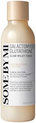 SOME BY MI Galactomyces Glutathione Glow Milky Toner - 6.76Oz, 200ml - Hydrating & Brightening Korean Milky and Rice Toner with Glutathione & Vitamin C for Smooth, Radiant Skin - Korean Skin Care
