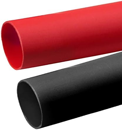 2 Pcs 1 inch (Diameter) Heat Shrink Tubing, 3:1 Adhesive-Lined Large Heat Wire Shrinkable Tube by MILAPEAK (4 Feet, Black & Red)