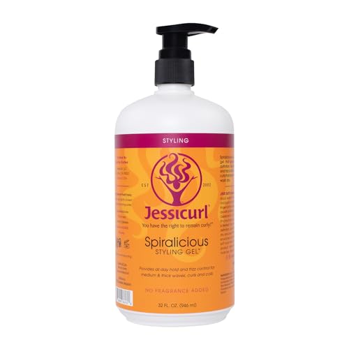 Jessicurl Spiralicious Gel, No Fragrance Added, 32 Fl oz - Curl Defining Hair Gel for Frizz Control and All Hair Types