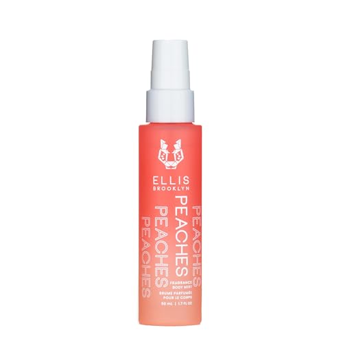 Ellis Brooklyn PEACHES Hair And Body Mist - Fruity Floral Perfume For Women with Sweet Peach, Rosebud, & Sandalwood, Vegan Perfume Made In The USA