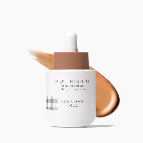Beekman 1802 Milk Tint Face SPF 43 - Oxybenzone Free - 1 oz - Tinted Mineral Sunscreen, Makeup Primer & Moisturizer - Blends Seamlessly - Good for Sensitive Skin - Cruelty Free