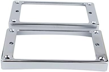 Guyker Curved Bottom Metal Humbucker Pickup Mounting Ring Set - Bridge and Neck Pickups Cover Frame Replacement Compatible with Les Paul LP Style Electric Guitar or Precision Bass(2PCS, Chrome)