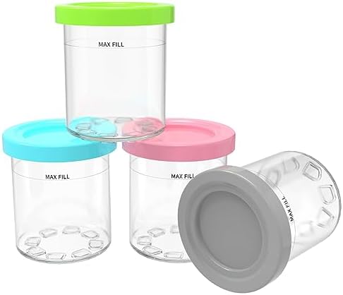 Extras Containers 16oz, Replacement for Ninja Creami Pints And Lids, Compatible with NC299AMZ NC301 NC300 Series, BPA Free, Dishwasher Safe (Pink/Green/Gray/Blue)
