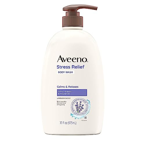 Aveeno Stress Relief Body Wash with Soothing Oat for Sensitive Skin, Lavender Body Wash to help you feel Calm and Relaxed, Sulfate-Free, 33 FL OZ