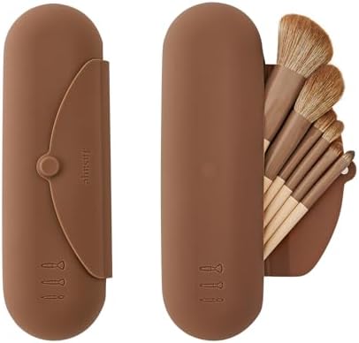 Silicone Makeup Brush Holder,Travel Makeup Brush Bag Case, Makeup Brush Organizer Cosmetic Bag, Portable Makeup Pouch Travel Essentials