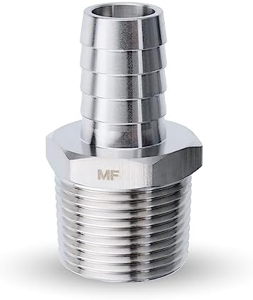 MAACFLOW Stainless Steel 3/4" Male NPT to 5/8" Hose ID Barb Barbed Hose Fitting Adaptor Connector (Pack of 1)
