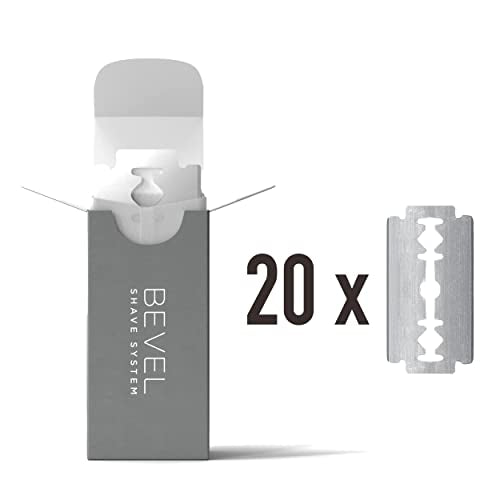 Bevel Safety Razor Replacement Blades 20 Pack, Double Edge Safety Razor for Men Blades to Prevent Razor Bumps and Skin Irritation, Single Blade Razor Refills,20 Count (Pack of 1)