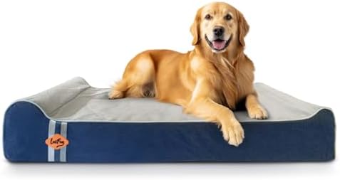Laifug Orthopedic Memory Foam Extra Large Dog Bed Pillow (50"x36"x10", Gray Blue) Durable Waterproof Lining and Removable Washable Cover and Smart Design