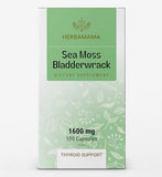 HERBAMAMA Sea Moss Capsules - Sea Moss Bladderwrack Supplement for Immunity, Thyroid, Digestive Health & Joint Support - Organic Irish Sea Moss Superfood - Non-GMO 1600mg, 100 Vegetarian Caps