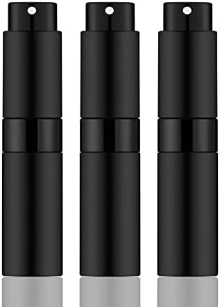 8ML Mini Atomizer Perfume Travel (Matte Black) Refillable Bottle Portable Spray Bottle for Cologne and Perfume (3pcs)