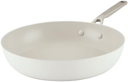 KitchenAid Hard Anodized Ceramic Nonstick Cookware Frying/Skillet Pan, 12.25 Inch Non Stick Fry Pan with Stainless Steel Handle - Porcelain White