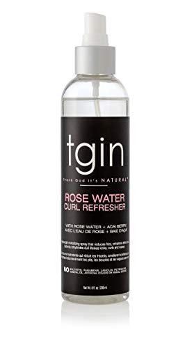 tgin Rose Water Curl Refresher for Curly, Coily, and Wavy Hair, with Acai Berries, Moisturizes and Soothes Dry Hair and Scalp, Braids, Protective Styles, and Locs, 8 fl oz