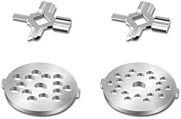 Antree Stainless Steel Meat Grinder Plate Discs/Grinding Blades for for KitchenAid Stand Mixer Food Grinder Attachment(FGA), 2 sharp blades and 2 cutting plates (coarse and fine)