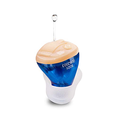 Hearing Aids, Hearing Amplifier Ear Amplifier for Adults Noise Cancellation CIC Hearing Aid Sound Enhancer for Seniors (Blue, Left)