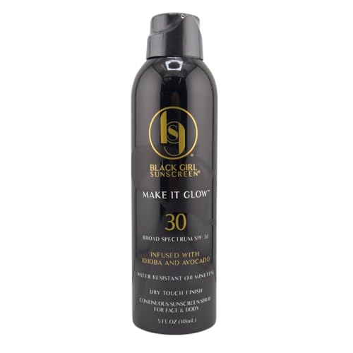 Make it Glow Face & Body Moisturizing Sunscreen Spray SPF 30, No White-Residue for Melanin Rich Skin (SPF-30-5oz-Spray)