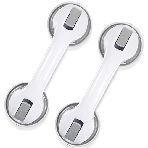 Grab Bars for Shower, 12 Inch Shower Handle Strong Suction Shower Grab Bar for Shower Chair Stool, Bathroom Safety Bar for Seniors, Elderly (2 Pack)