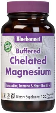Bluebonnet Nutrition Albion Buffered Chelated Magnesium 200 mg, Magnesium Oxide, Stress Relief, Vegan, Non GMO, Gluten Free, Soy Free, Milk Free, Kosher, 120 Vegetable Capsules, 2 Month Supply