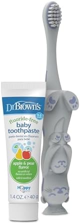 Dr. Brown's Baby and Toddler Toothbrush Set, Otter with Apple Pear Flavor Toothpaste