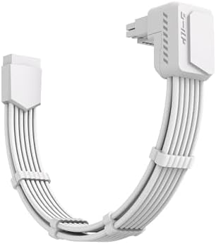 EZDIY-FAB Shield PCIE 5.1 GPU Extension Cable with 90 Degree 12V-2x6 Angle Adapter,16pin (12+4) 12VHPWR PCIe 5.1 PSU Cable Extension for RTX 40 Series with Combs-Standard Type-White