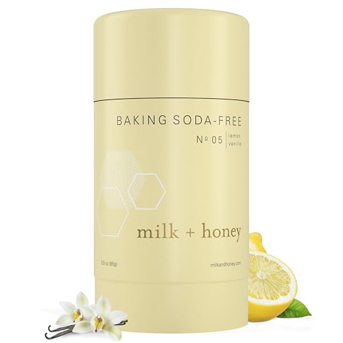 milk + honey Baking Soda Free Deodorant No. 05, Aluminum Free Deodorant for Women and Men, Natural Deodorant with Lemon and Vanilla Scent, 2.6 Oz