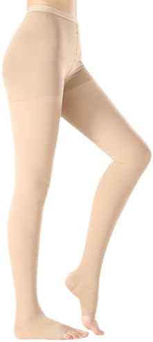 Medical Compression Pantyhose for Women & Men,20-30mmHg Graduated Support Hose Tights,Opaque Open Toe Waist High Compression Stockings for Varicose Veins,Swelling,Edema,Flight