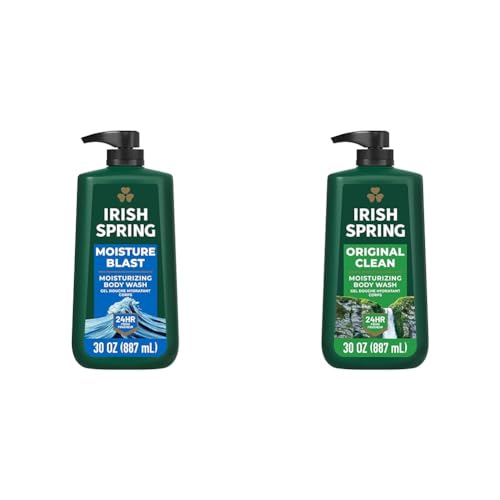 Irish Spring Moisture Blast Body Wash, 30 Oz Pump & Men's Body Wash Pump, Original Clean Body Wash for Men