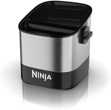 Ninja Luxe Café Knock Box, Accessories for Espresso Machine, Easy & Mess-Free Puck Disposal, Coffee & Espresso Grounds, Non-slip Base, Removable Bar, Holds 10 Double Shot Pucks, XSKKNOCKBOX