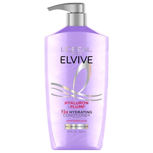 L’Oréal Paris Elvive Hyaluron Plump Hydrating Conditioner for Dehydrated, Dry Hair Infused with Hyaluronic Acid Care Complex, Paraben-Free, 26.5 Fl Oz