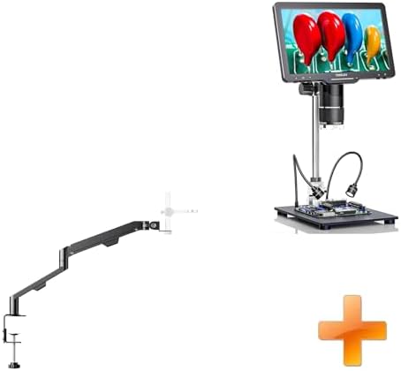TOMLOV AM06 Flexible Arm Digital Microscope Stand, Lightweight Adjustable Mic Desk Mount Stand with Cable Management+TriL110